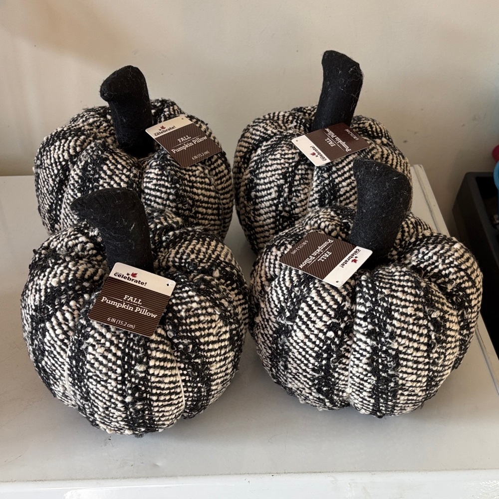 Black and White Plaid Pumpkin Pillows